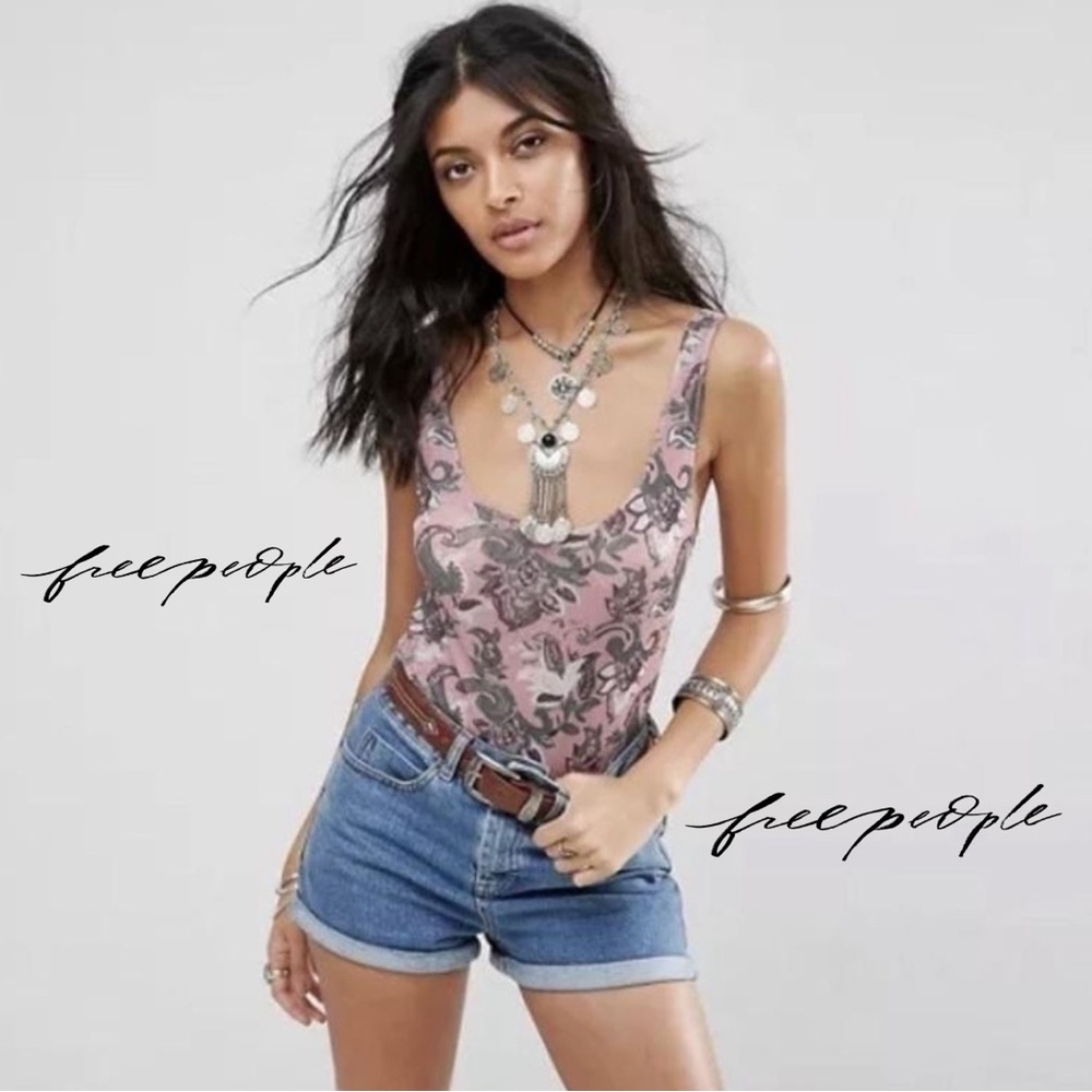 (SOLD) Free People ★ Mesh Floral Bodysuit - Picture 1 of 8